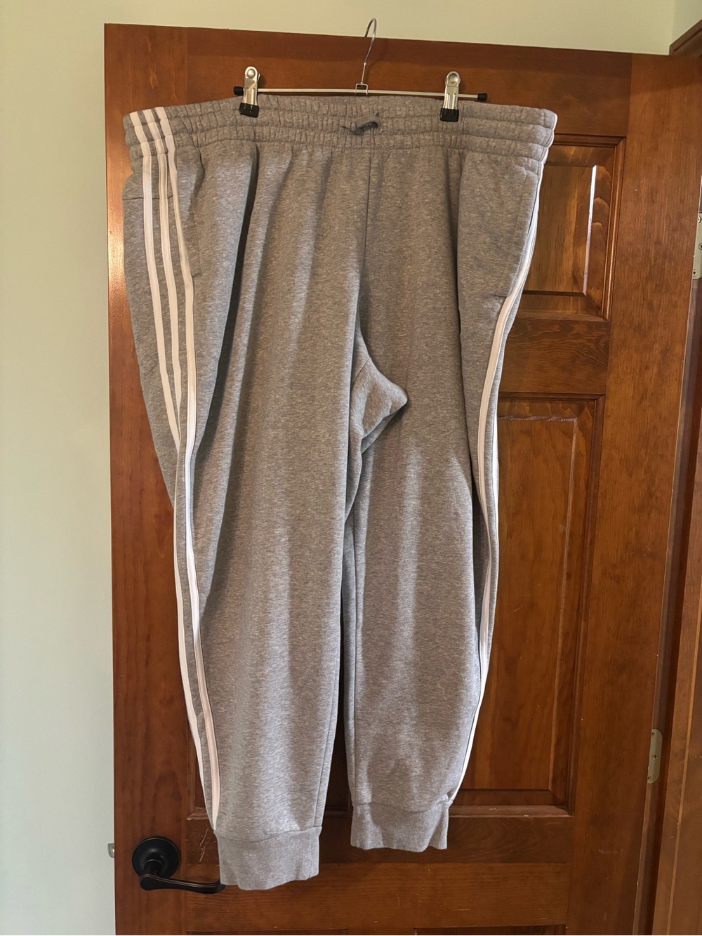 adidas Gray Track Pants with White Side Stripes